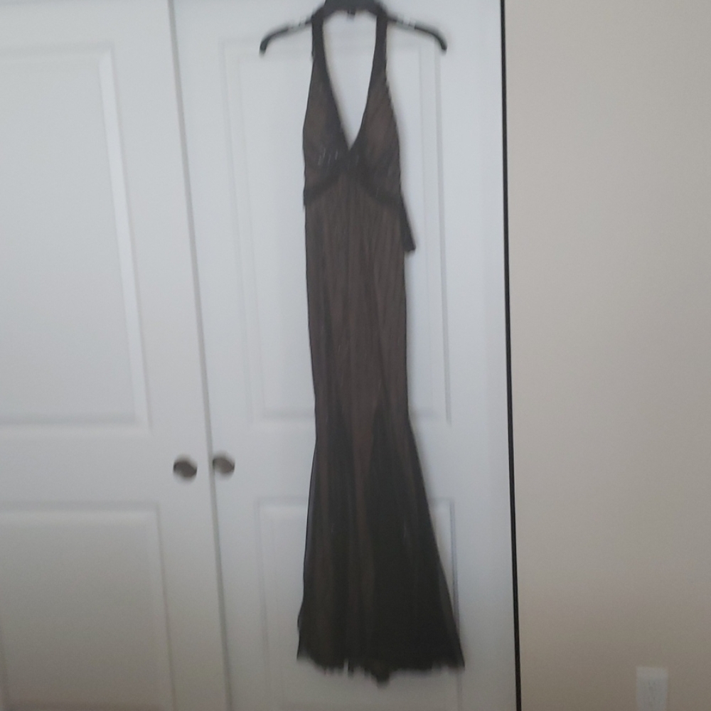 Black Brown Beaded Maxi dress